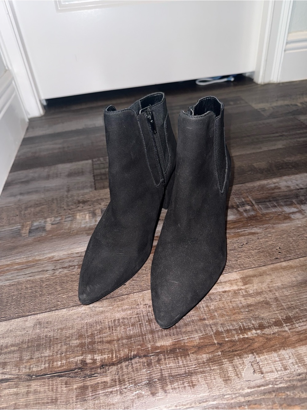 Preston & York Black Pointed Toe Suede Ankle Boots
